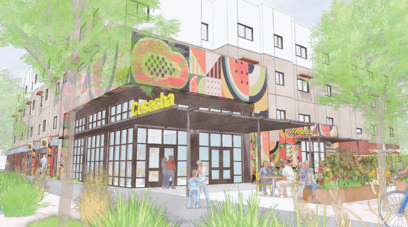 Cosecha rendering with mural