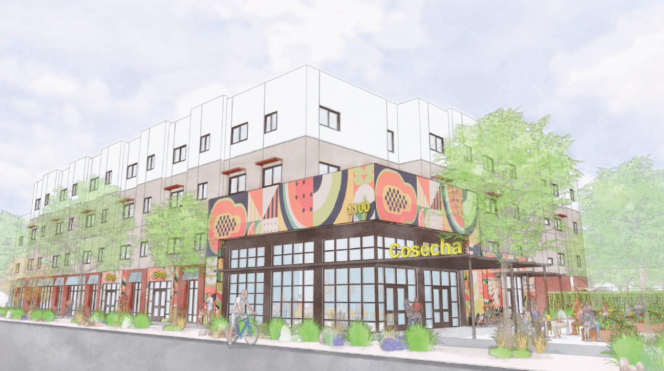 Cosecha exterior with mural